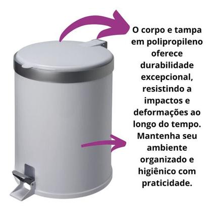 Imagem de Lixeira Para Escritório Cozinha Banheiro Cesto de Lixo 12L Com Tampa de Pedal Someway