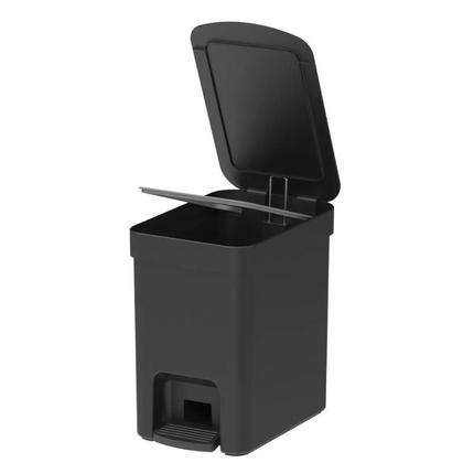 Imagem de Lixeira Pedal 6 L Banheiro Lavabo Dual Trium Compacta Preto