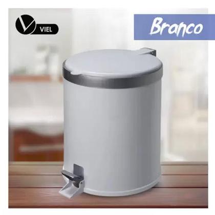 Imagem de Lixeira Pedal Cesto De Lixo Tampa 12 Litros Branca Cozinha Banheiro Viel