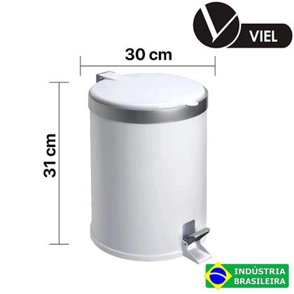 Imagem de Lixeira Pedal Cesto De Lixo Tampa 12 Litros Branca Cozinha Banheiro Viel