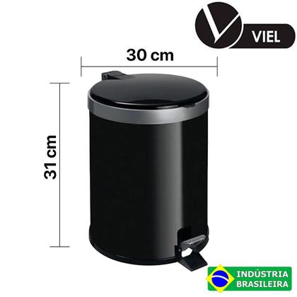 Imagem de Lixeira Pedal Cesto De Lixo Tampa 12 Litros Cores Cozinha Banheiro Viel