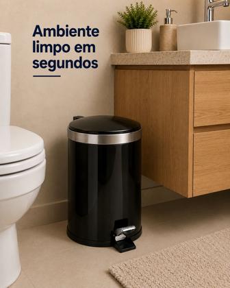 Imagem de Lixeira Pedal Cesto De Lixo Tampa 12 Litros Cores Cozinha Banheiro Viel