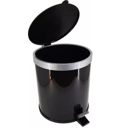 Imagem de Lixeira Pedal Cesto De Lixo Tampa 12 Litros Preta Cozinha Banheiro Viel