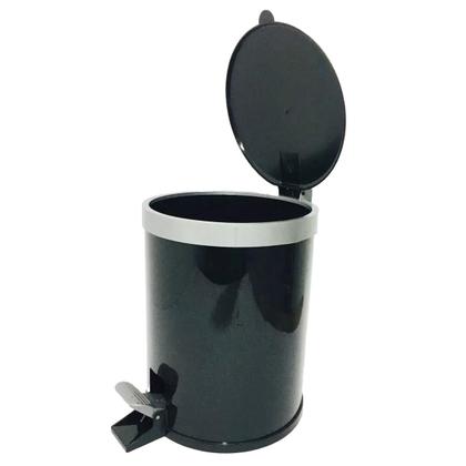 Imagem de Lixeira Pedal Cesto De Lixo Tampa 12 Litros Preta Cozinha Banheiro Viel