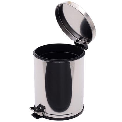 Imagem de Lixeira Pedal Cozinha Banheiro Corpo e Tampa em Aço Inox Cromado Recipiente em Polipropileno 15L Grande