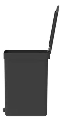 Imagem de LIxeira Pedal Preta Cesto De Lixo Banheiro Cozinha 12L Chumbo Chão Tampa