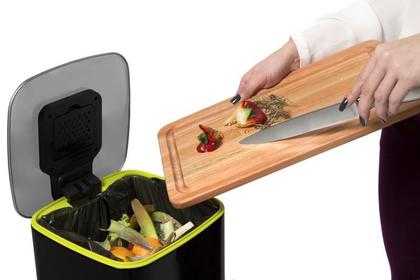 Imagem de Lixeira Pedal Retangular c/porta sachet - 12L Preta / Verde