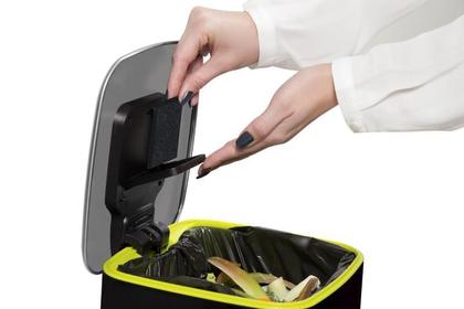 Imagem de Lixeira Pedal Retangular c/porta sachet - 12L Preta / Verde