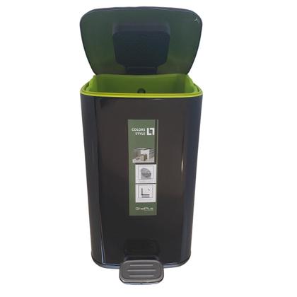 Imagem de Lixeira Pedal Retangular c/porta sachet - 12L Preta / Verde