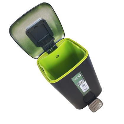 Imagem de Lixeira Pedal Retangular c/porta sachet - 12L Preta / Verde