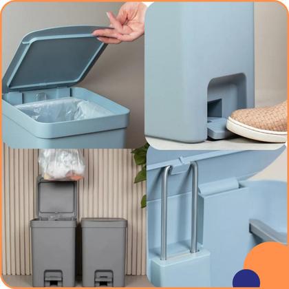 Imagem de Lixeira Pedal Trium 6L Cesto De Lixo Com Tampa lavabo Cozinha Pia Banheiro OU Com Anel Oculta Saco -