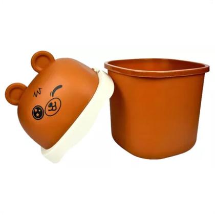 Imagem de Lixeira Pequena 1,5l De Urso Marrom e Bege Porta Treco