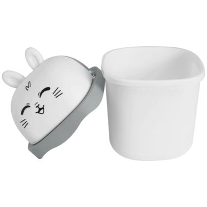 Imagem de Lixeira Pequena De Mesa Animal Na Cor Branco Coelho De 1,5 Litros - COE01 - KEITA