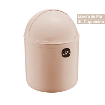Imagem de Lixeira Pia 4L Banheiro Cozinha Slim Compacta C/Tampa Redondo