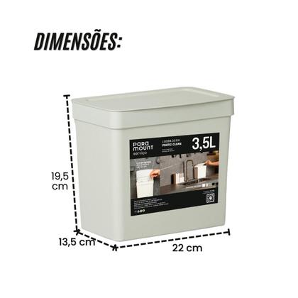 Imagem de Lixeira Pia Cozinha Banheiro 3,5L Cesto Lixo com Tampa Creme Bancada Lavabo