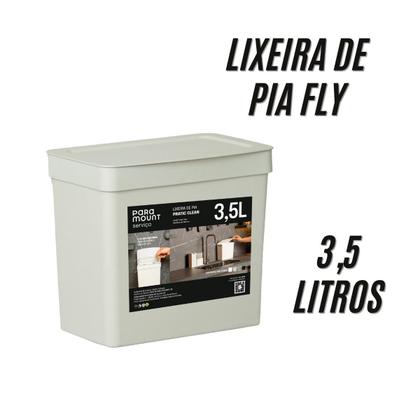 Imagem de Lixeira Pia Cozinha Banheiro 3,5L Cesto Lixo com Tampa Creme Bancada Lavabo