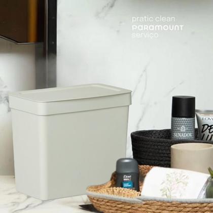 Imagem de Lixeira Pia Cozinha Banheiro 3,5L Cesto Lixo com Tampa Creme Bancada Lavabo