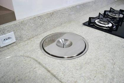 Imagem de Lixeira Pia Cozinha Embutir Granito Inox Alumínio Luxo 3 Lts