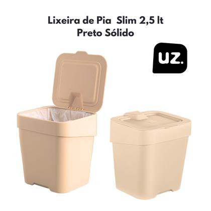 Imagem de Lixeira Pia de Cozinha Slim Compacta 2,5 Lts Com Tampa Uz