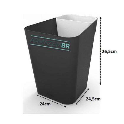 Imagem de Lixeira Plástica 10 Litros Cesto De Lixo Chão Escritório Office Retangular - Pratk