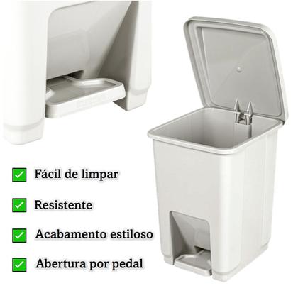 Imagem de Lixeira Plástica 7 Litros com Pedal Cesto de Lixo Bege Banheiro Cozinha - SR2207 Sanremo