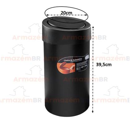 Imagem de Lixeira Plástica 9 Litros Tampa Click Automática Cesto Lixo Press - 10909 Coza