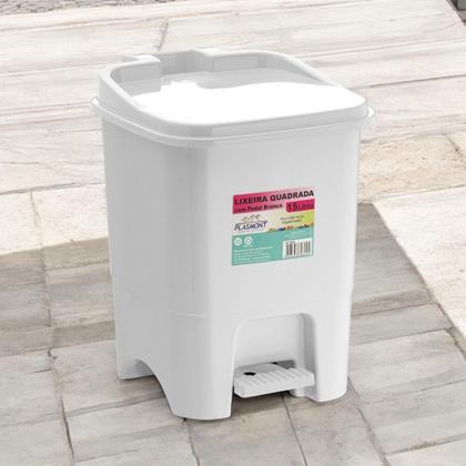 Imagem de Lixeira Plástica Branca15 Litros Resistente Com Pedal Banheiro Cozinha