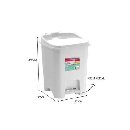 Imagem de Lixeira Plástica Branca15 Litros Resistente Com Pedal Banheiro Cozinha
