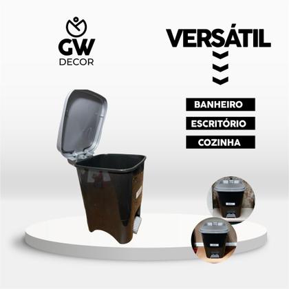 Imagem de Lixeira Plástica Com Pedal Cesto De Lixo Para Banheiro Cozinha 15 Litros Reforçada