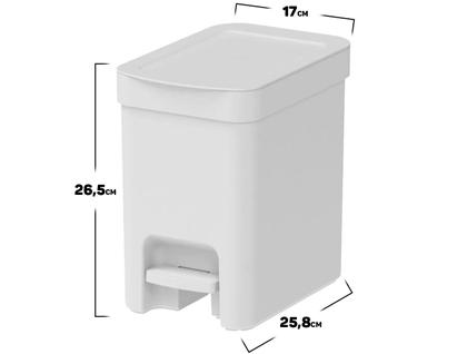 Imagem de Lixeira Plástica Retangular Trium Com Pedal Cesto De Lixo 6 Litros Para Banheiro Cozinha Lavabo