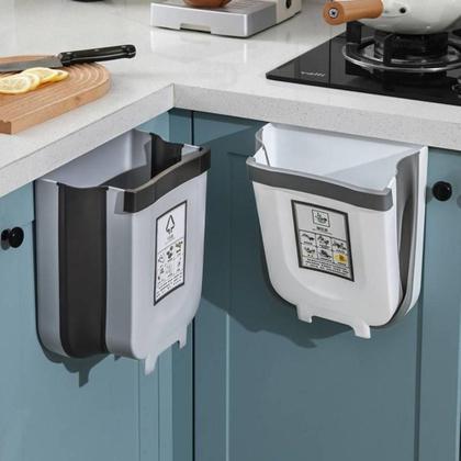 Imagem de Lixeira Plástico Dobrável Compacto Suspenso de Parede para Cozinha Banheiro Escritório 9 Litros Sortida