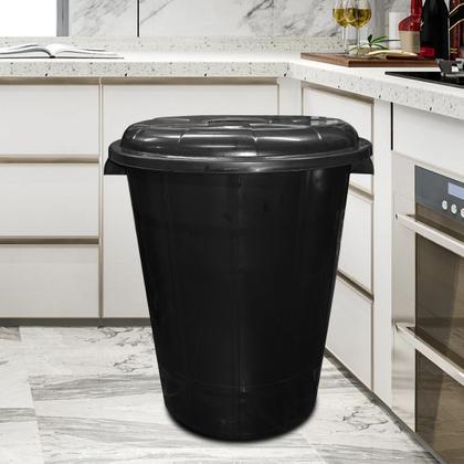 Imagem de Lixeira Preta Cesto De Lixo Grande Cozinha 100 Litros Reforçado