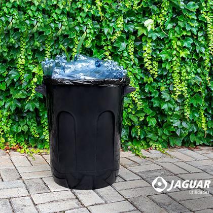 Imagem de Lixeira Preta Cesto De Lixo Grande Cozinha 60 Litros - Jaguar