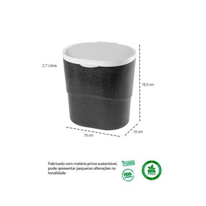 Imagem de Lixeira Preta ECO Tampa Branca Pia Banheiro 2,7L