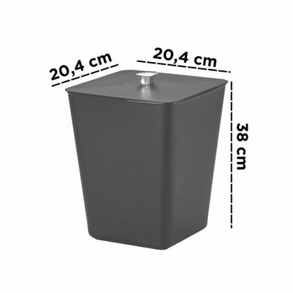 Imagem de Lixeira Quadrada 7 Litros Com Tampa Suporte Para Sacola