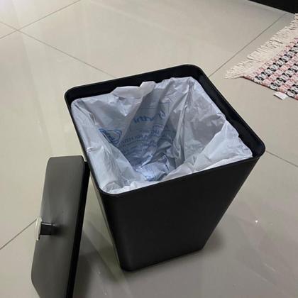 Imagem de Lixeira Quadrada 7 Litros Com Tampa Suporte Para Sacola