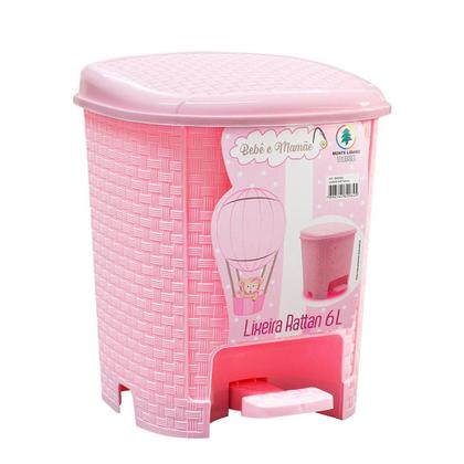 Imagem de Lixeira Rattan 6 Litros Linha Bebê E Mamãe Rosa - Monte Libano