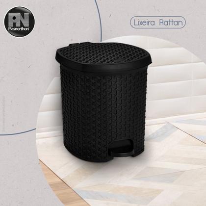 Imagem de Lixeira Rattan com Pedal 6 Litros - Preta