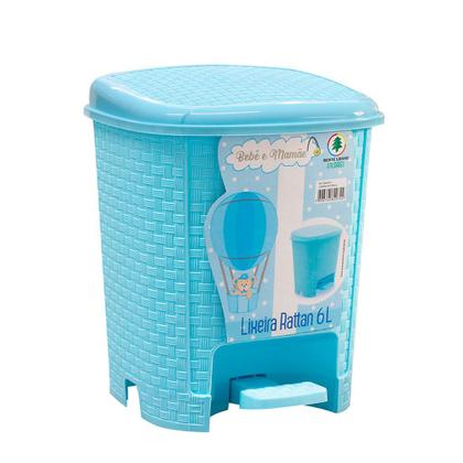 Imagem de Lixeira Rattan Pedal Azul Bebê E Mamãe 6 Litros Banheiro Quarto - Monte Libano