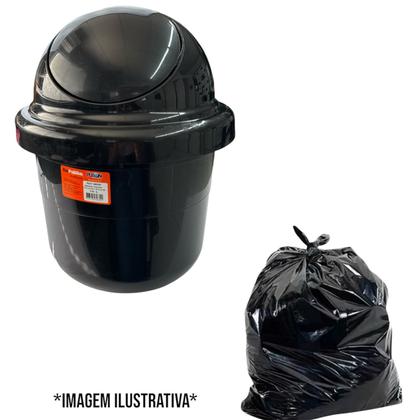 Imagem de Lixeira redonda multiuso 15l com tampa basculante preta 0830