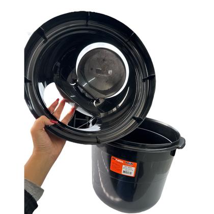 Imagem de Lixeira redonda multiuso 15l com tampa basculante preta 0830