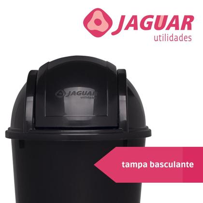 Imagem de Lixeira Redonda Preta Tampa Basculante 7,5 Litros Jaguar