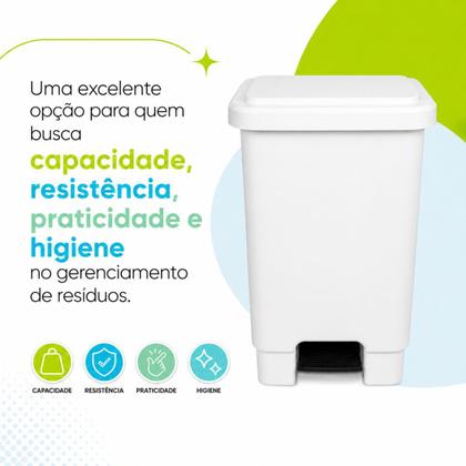 Imagem de Lixeira retangular 100l c/ pedal branca larplasticos