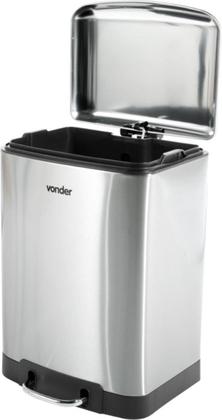 Imagem de Lixeira Retangular 12 Litros Inox Cinza Vonder