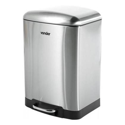 Imagem de Lixeira Retangular 12 Litros Inox Com Pedal Vonder Inox