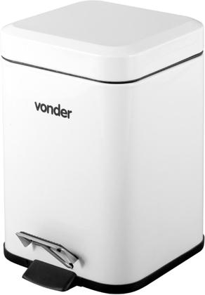 Imagem de Lixeira Retangular 3 Litros Inox Branca 6356003002 Vonder