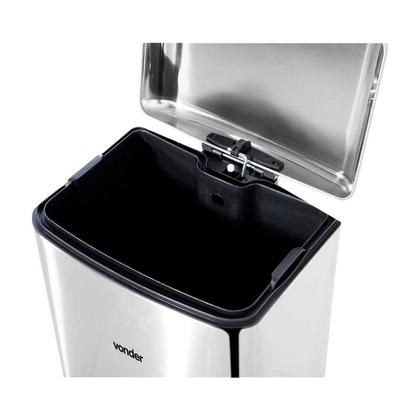 Imagem de Lixeira retangular 30 litros inox cinza vonder