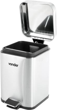 Imagem de Lixeira Retangular 3L Inox Cinza VONDER