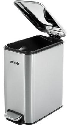 Imagem de Lixeira retangular 5 litros inox Cinza VONDER