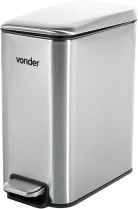 Imagem de Lixeira Retangular 5 Litros Inox Cinza Vonder